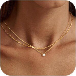 Women Dainty Gold Necklace 14k Gold Plated Long Lariat Necklace Gifts For Girls